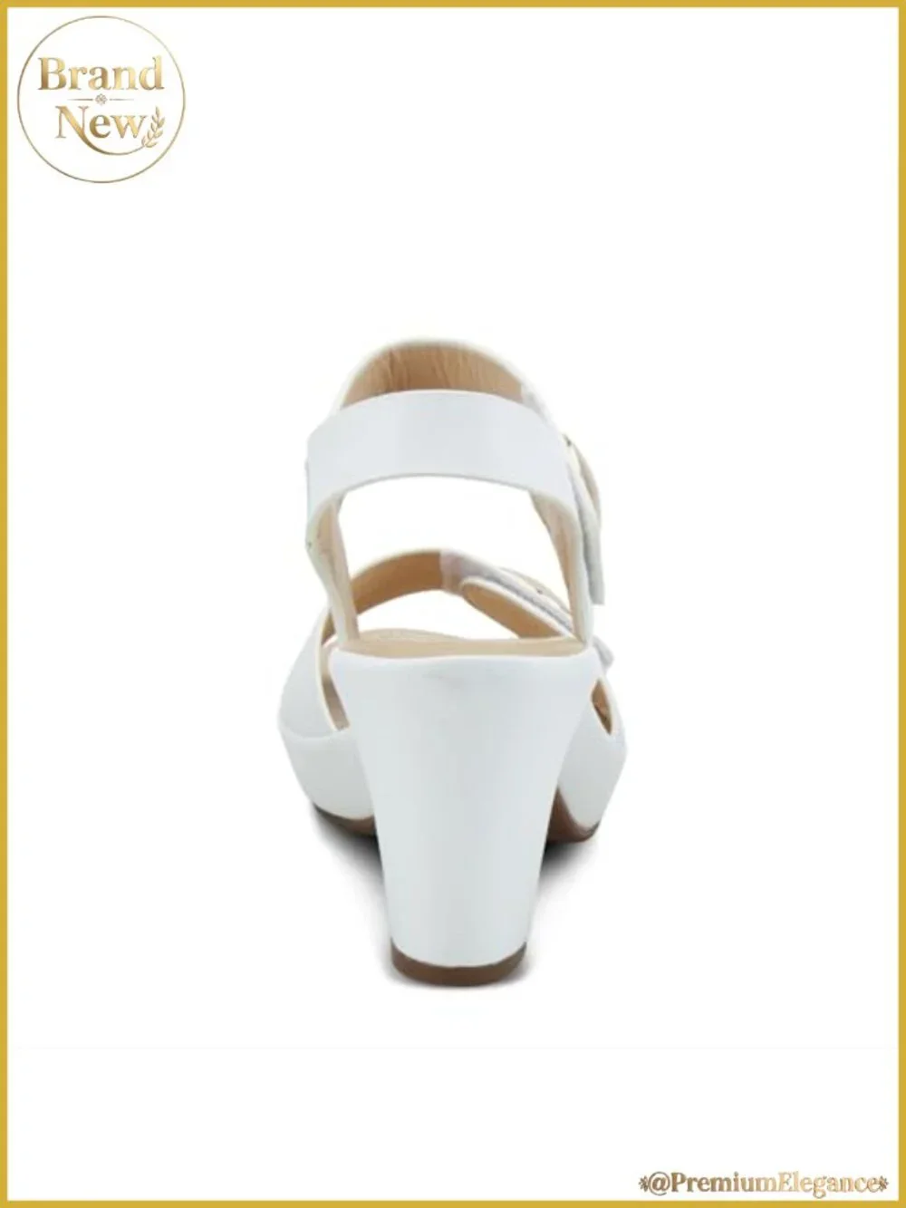 Platform Sandals with Gold Button and Hook Loop Closure